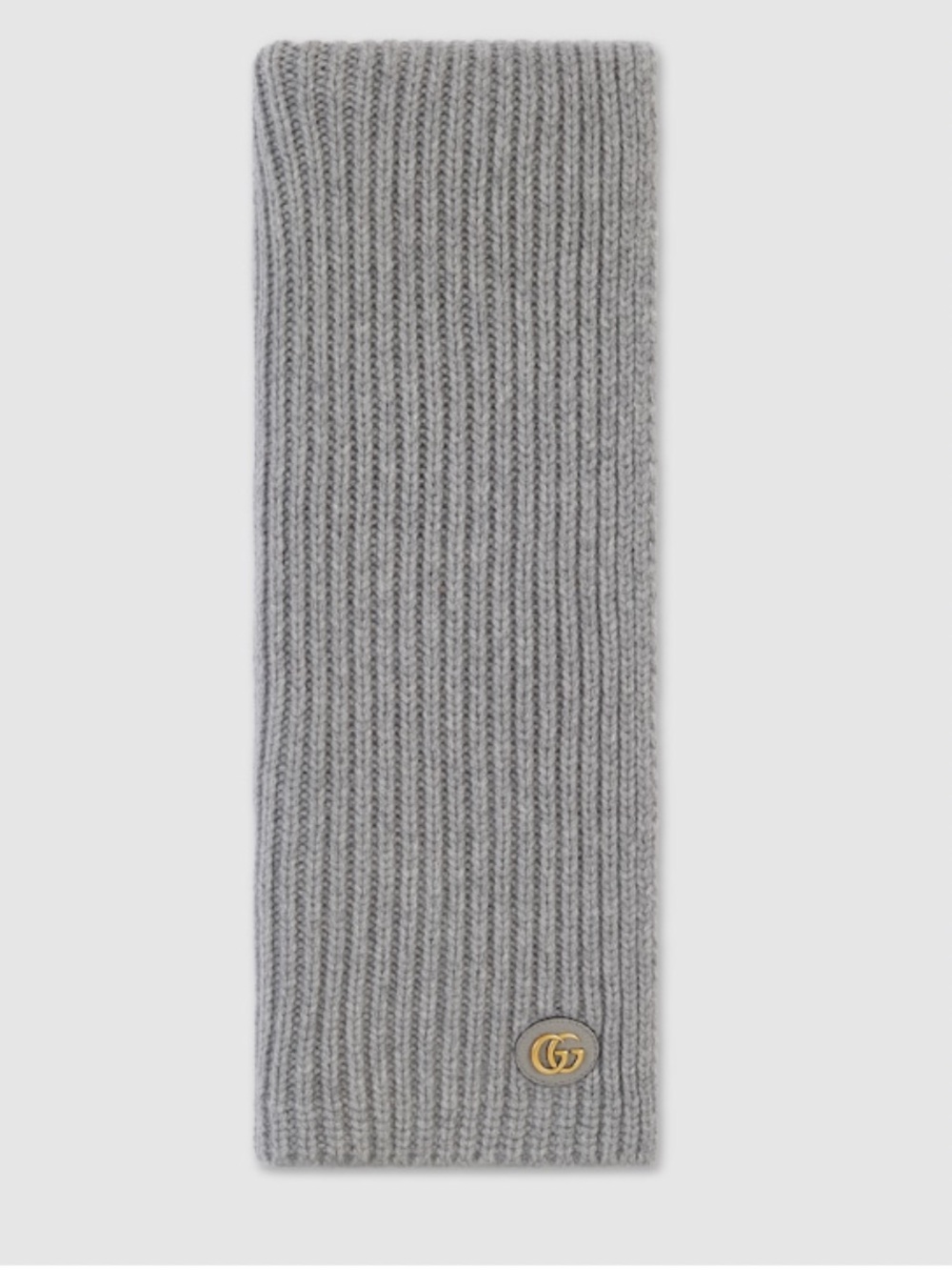 NWT Gucci Grey GG Logo Wool-Cashmere Rectangular Scarf Unisex
